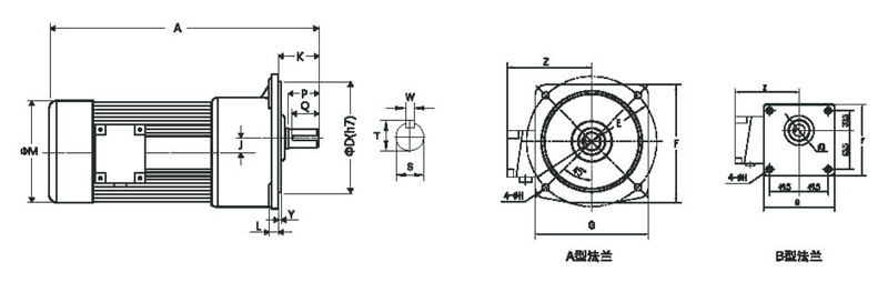GV立式单相标准型(刹车)减速马达齿轮减速电机图纸