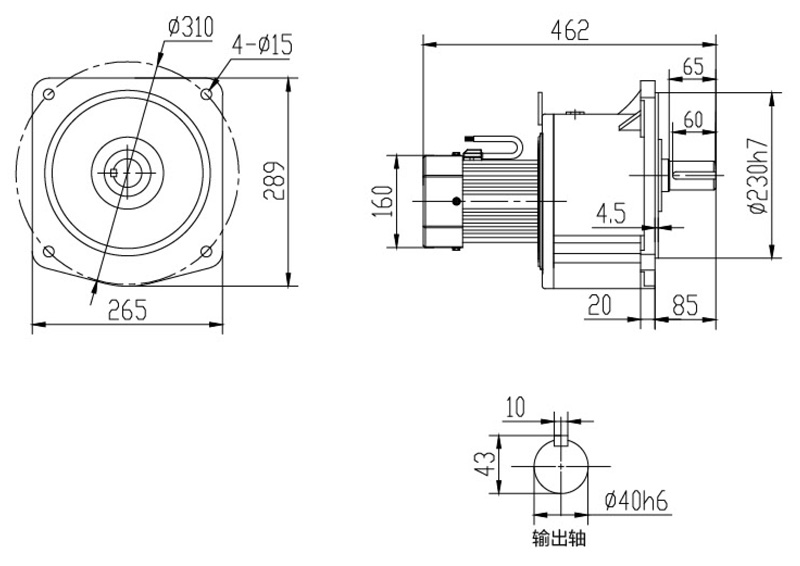 SV40-2200W微型永磁减速电机图纸